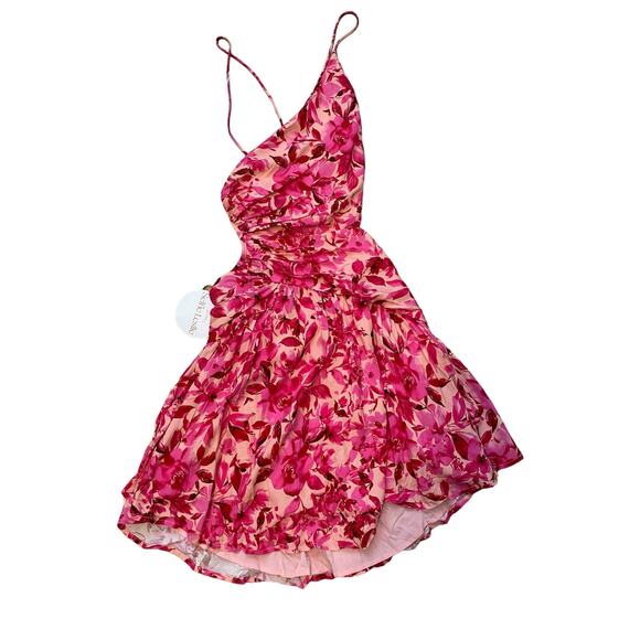Selfie Leslie Destination Open Back Mini Floral Cottagecore Dress Pink Small - Picture 4 of 7